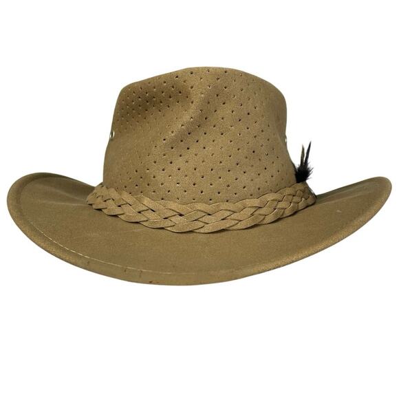 EUC - Aussie Chiller Soak Me Brown Perforated Faux Suede Hat - Picture 5 of 8